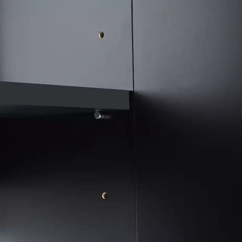 Hostack Buffet 4 portes avec poignées en métal doré et rangement élégant pour salle à manger et salon, noir
