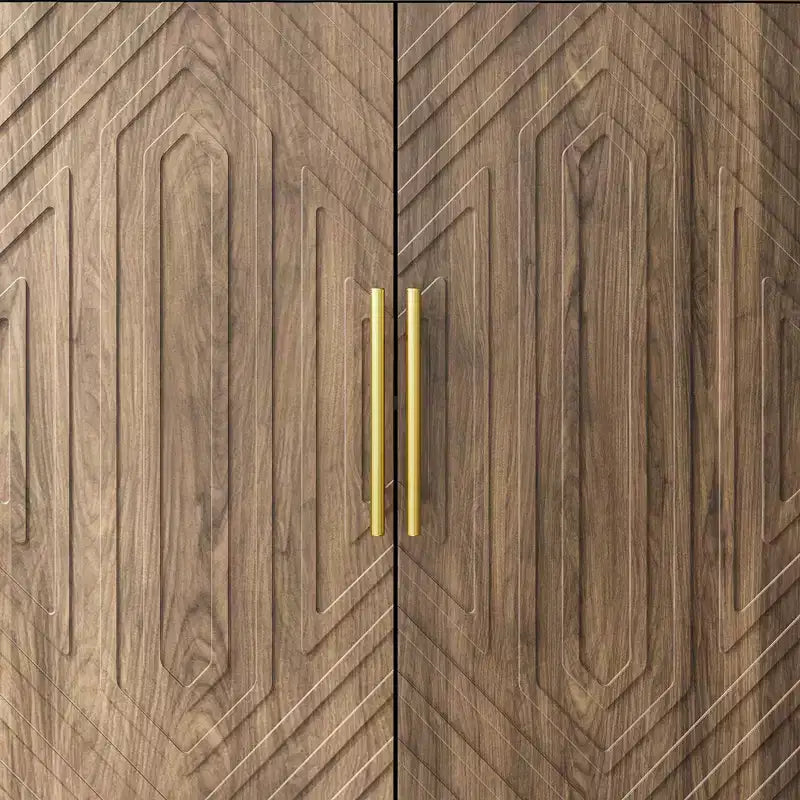 Buffet bas Okak, meuble d'appoint avec 4 portes et 4 étagères réglables, meuble de rangement pour salon, entrée, couloir, Naturel