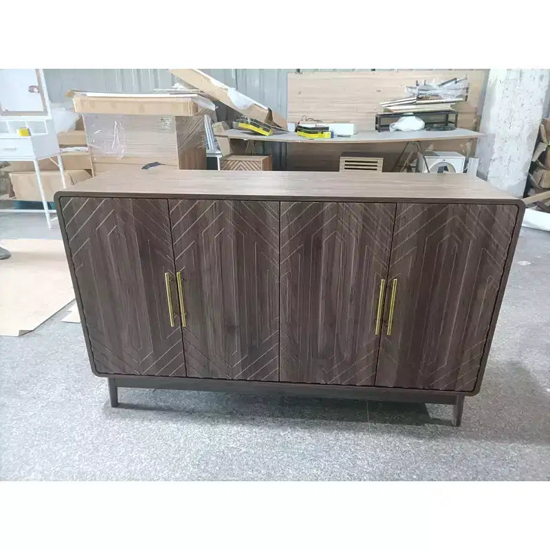 Buffet bas Okak, meuble d'appoint avec 4 portes et 4 étagères réglables, meuble de rangement pour salon, entrée, couloir, Naturel