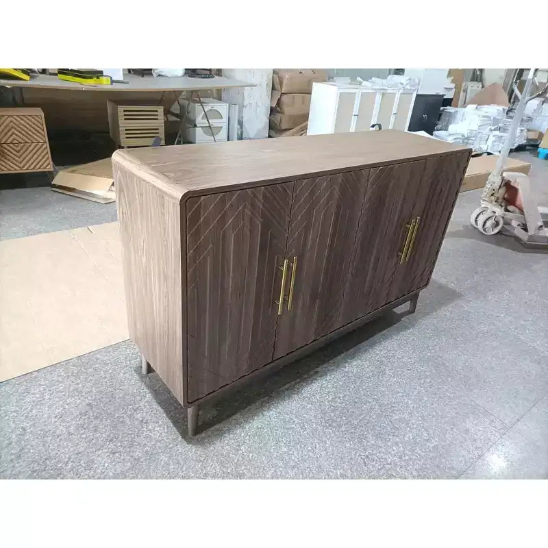 Buffet bas Okak, meuble d'appoint avec 4 portes et 4 étagères réglables, meuble de rangement pour salon, entrée, couloir, Naturel