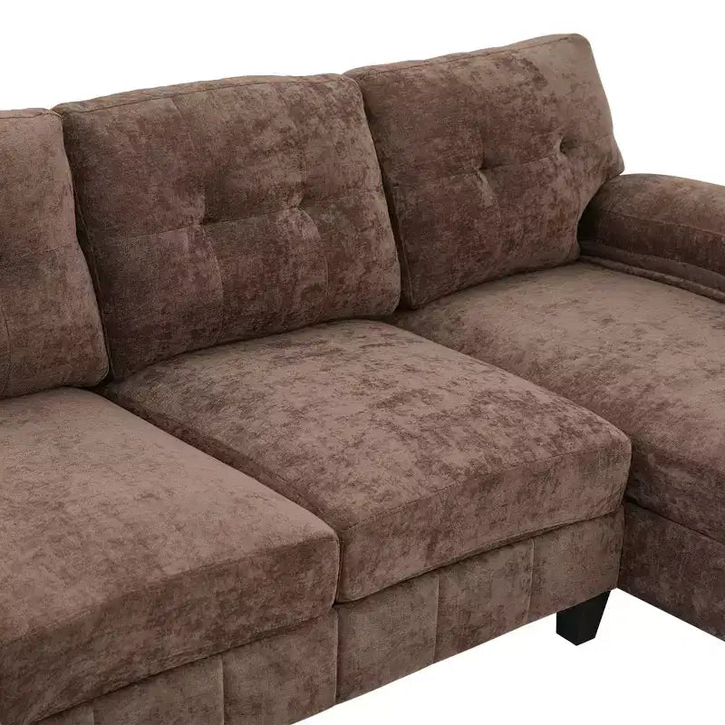 Canapé d'angle en chenille en U ultra-moelleux Polibi avec deux méridiennes