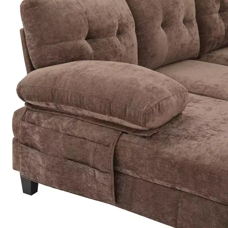 Canapé d'angle en chenille en U ultra-moelleux Polibi avec deux méridiennes