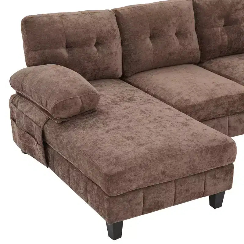 Canapé d'angle en chenille en U ultra-moelleux Polibi avec deux méridiennes