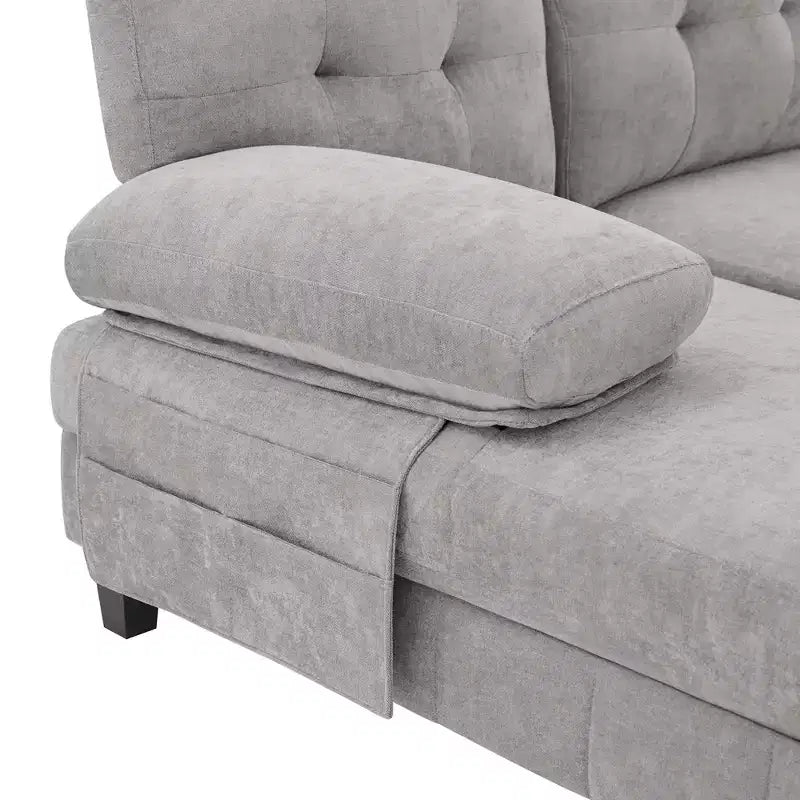 Canapé d'angle en chenille en U ultra-moelleux Polibi avec deux méridiennes