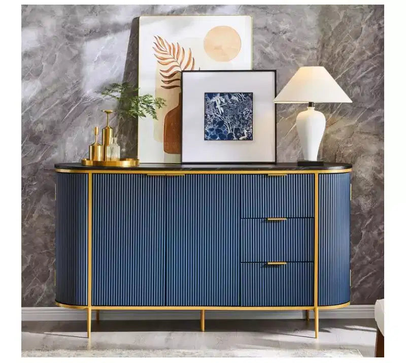 Fluted Sideboard Buffet Cabinet, Modern 60 Buffet Table Coffee Bar Wine Bar Storage Console Cabinet, Accent Table for Dining Room, Living Room