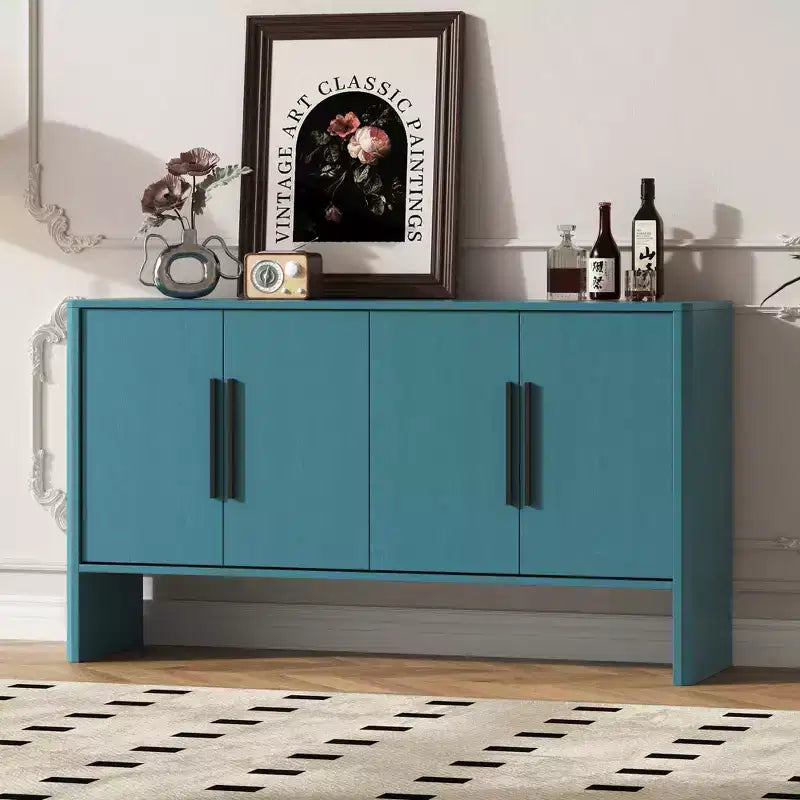 MAYEERTY Mobile Credenza Buffet con Vano Contenitore Ripiani Regolabili e Maniglie Lunghe Credenza a 4 Ante in Legno per Cucina Soggiorno