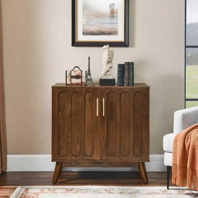 MAYEERTY Fluted Sideboard Buffet Cabinet with Shelves Solid Wood Legs for Living Room Dining Room