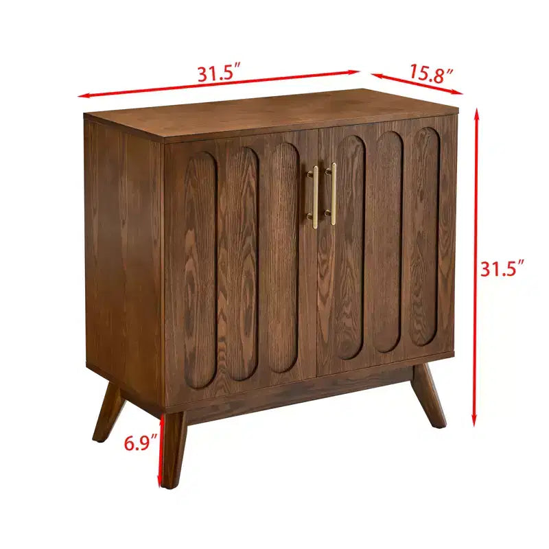 MAYEERTY Madia a Credenza Scanalata con Ripiani, Gambe in Legno Massiccio, per Soggiorno Sala da Pranzo