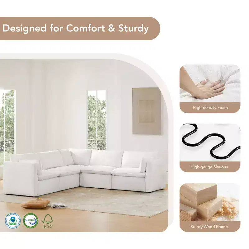 Canapé modulaire sectionnel 5 pièces Spruce & Spring Cream pour salon