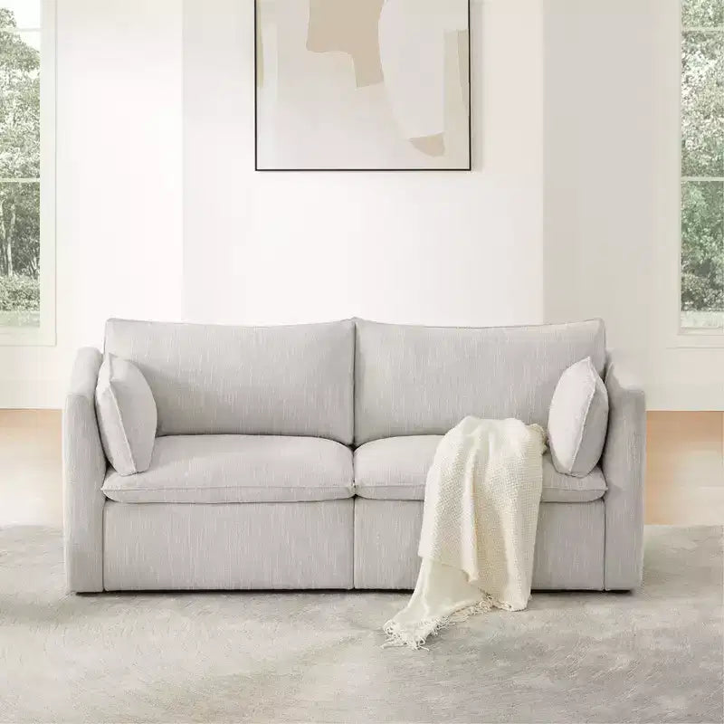 Spruce & Spring Grey 2-Piece Modular Sectional Couch for Living Room