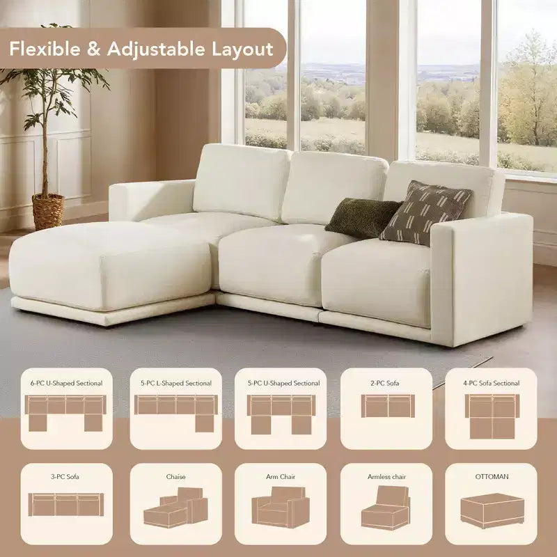 Spruce & Spring Divano Sezionale Modulare Oversize Cloud a 4 Pezzi per Soggiorno
