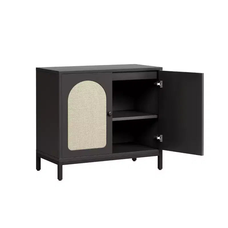 COZONY Credenza a buffet in rattan con ripiano regolabile, mobiletto da cucina per soggiorno, corridoio, ingresso