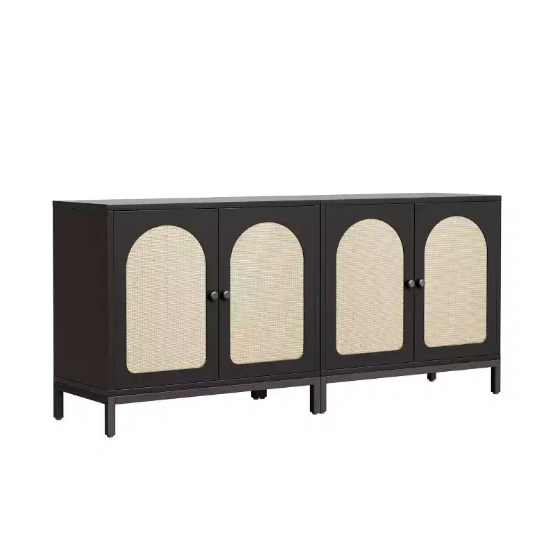 COZONY Credenza a buffet in rattan con ripiano regolabile, mobiletto da cucina per soggiorno, corridoio, ingresso