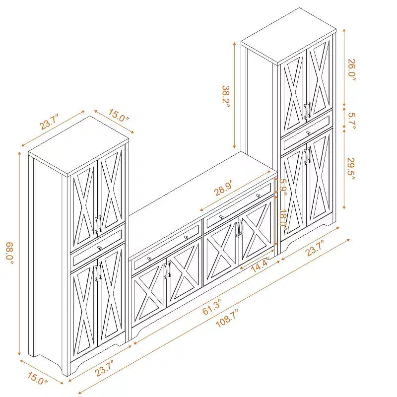 Okak Mobile Credenza Combinato Multifunzione, Armadio Contenitore a Grande Capacità per Soggiorno, Camera da Letto, Ufficio