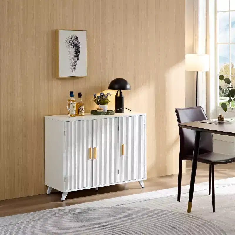 Okak Buffet Cabinet,Storage Cabinet with 3 Doors and Metal Handle,entryway cabinet for Living Room, Entryway, Kitchen