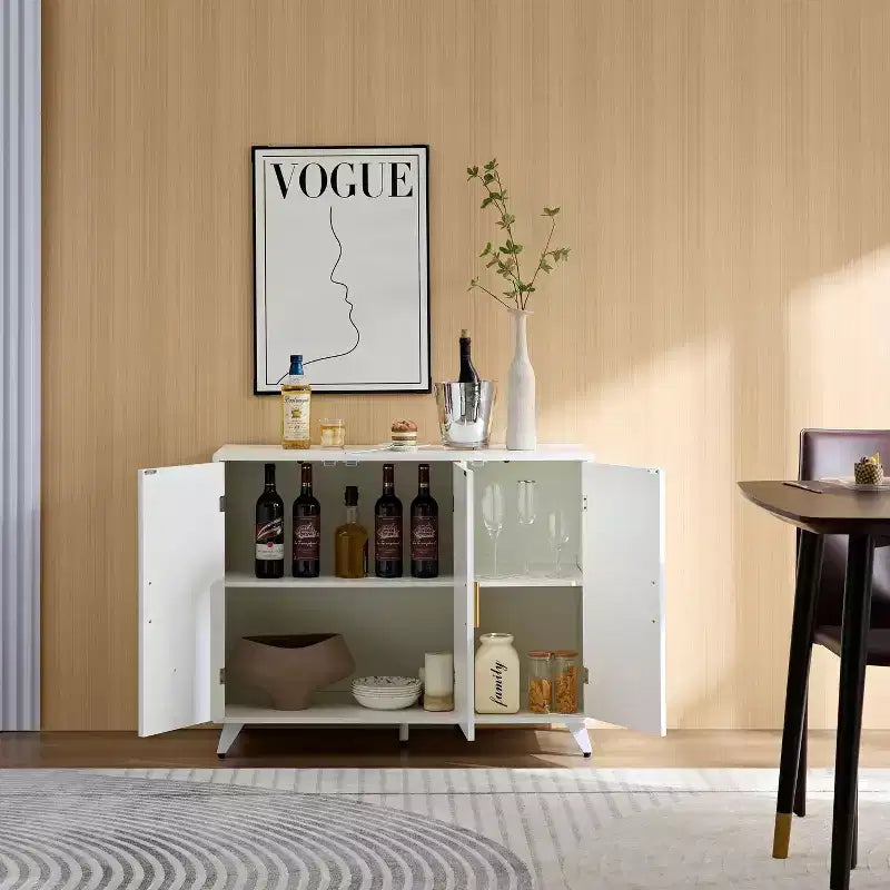 Okak Credenza, Madia Contenitore con 3 Ante e Maniglia in Metallo, mobile d'ingresso per Soggiorno, Ingresso, Cucina
