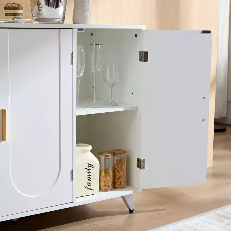 Okak Credenza, Madia Contenitore con 3 Ante e Maniglia in Metallo, mobile d'ingresso per Soggiorno, Ingresso, Cucina