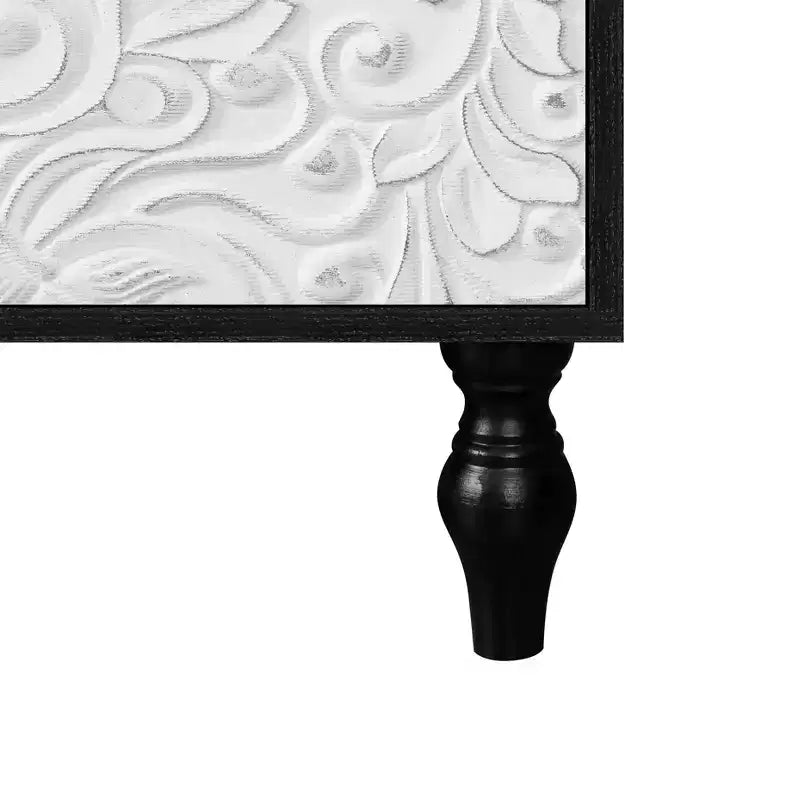 Mobile Contenitore Okak con Anta Intagliata a Fiore, Mobile Ingresso con Maniglia in Metallo, Credenza per Soggiorno