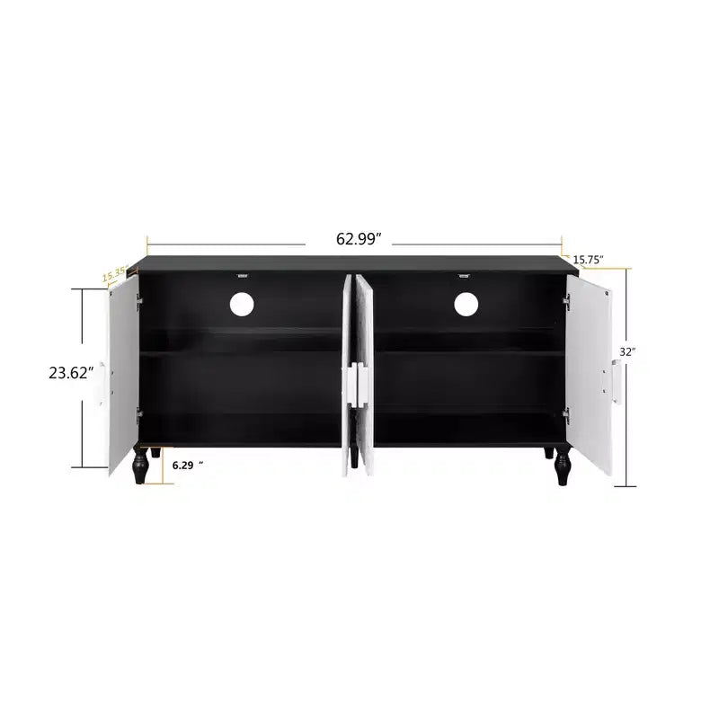 Mobile Contenitore Okak con Anta Intagliata a Fiore, Mobile Ingresso con Maniglia in Metallo, Credenza per Soggiorno