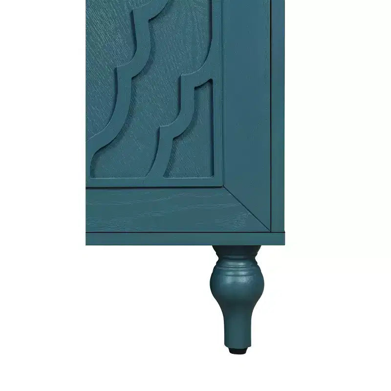 Mobile Contenitore Okak con Anta Intagliata a Fiore, Mobile Ingresso con Maniglia in Metallo, Credenza per Soggiorno