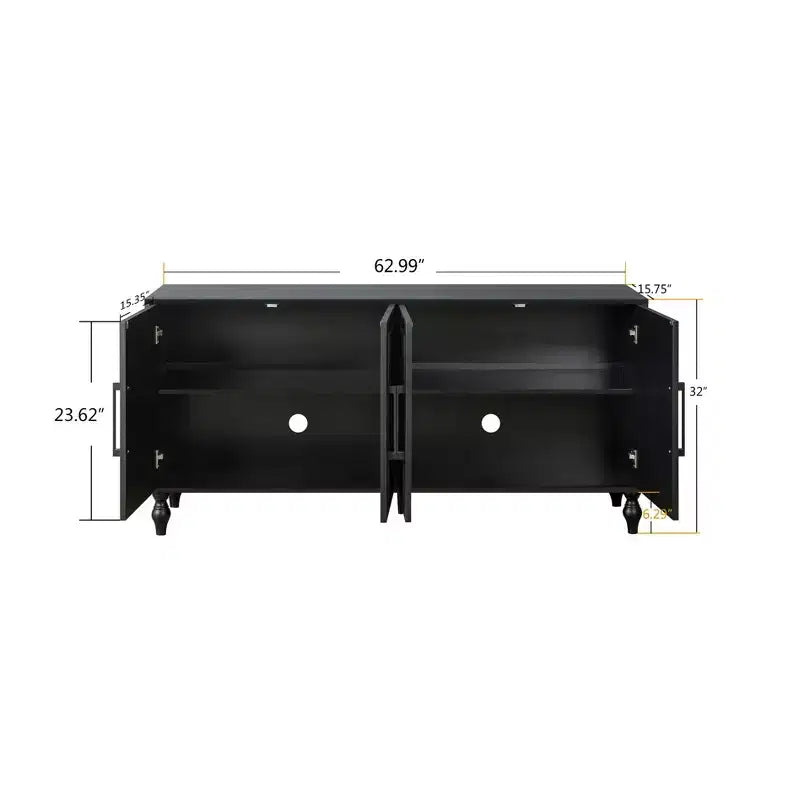 Mobile Contenitore Okak con Anta Intagliata a Fiore, Mobile Ingresso con Maniglia in Metallo, Credenza per Soggiorno