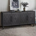 Mobile Contenitore Okak con Anta Intagliata a Fiore, Mobile Ingresso con Maniglia in Metallo, Credenza per Soggiorno