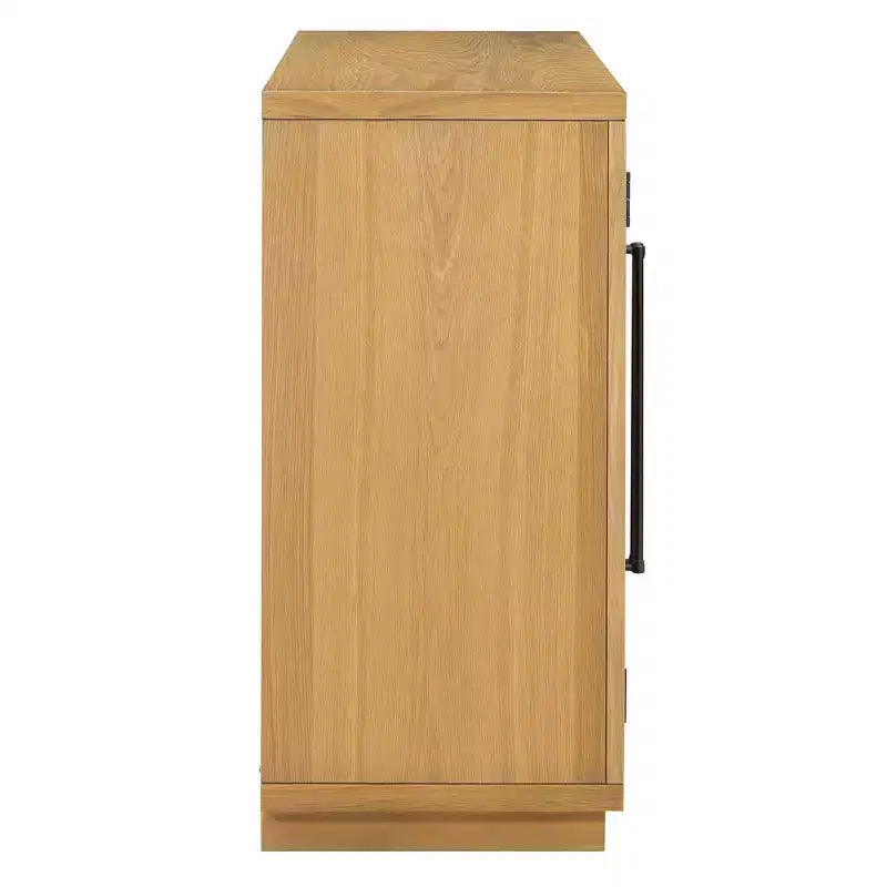 Luxystar Madia a 4 Ante con Ampio Contenitore, Ante in Vetro e Ripiani Regolabili per Sala da Pranzo e Soggiorno, Legno Naturale