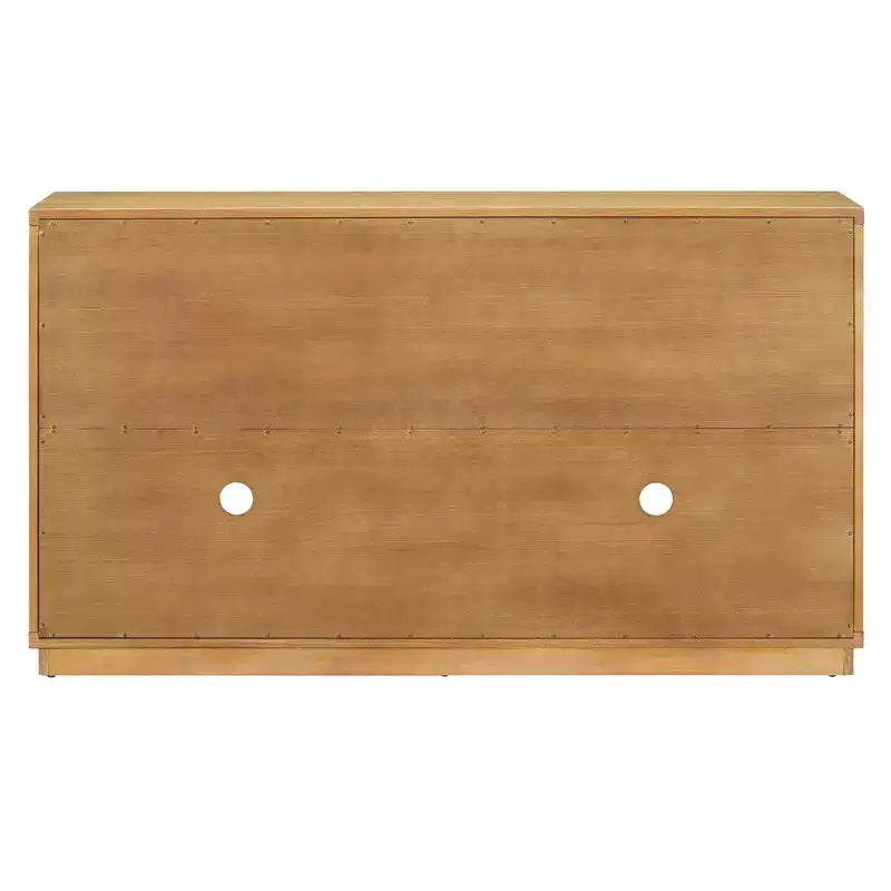 Luxystar Madia a 4 Ante con Ampio Contenitore, Ante in Vetro e Ripiani Regolabili per Sala da Pranzo e Soggiorno, Legno Naturale