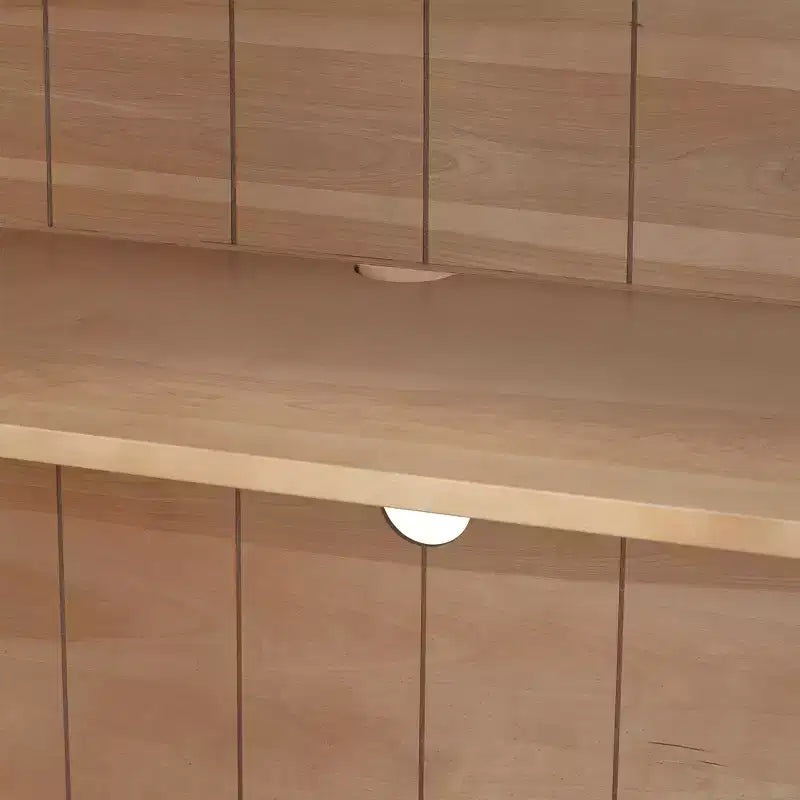 Luxystar Madia a 4 Ante con Ampio Contenitore, Ante in Vetro e Ripiani Regolabili per Sala da Pranzo e Soggiorno, Legno Naturale