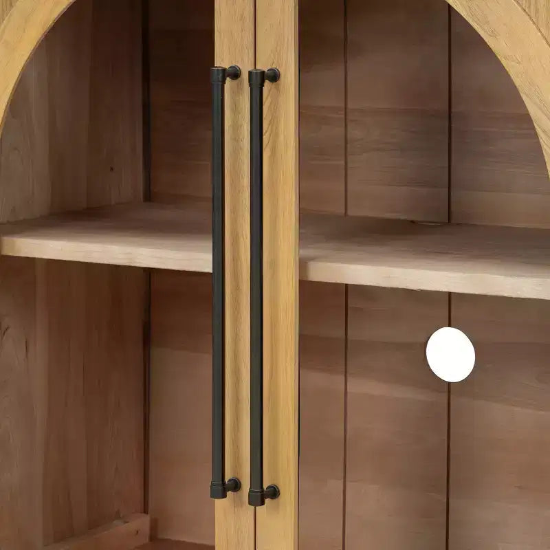 Luxystar Madia a 4 Ante con Ampio Contenitore, Ante in Vetro e Ripiani Regolabili per Sala da Pranzo e Soggiorno, Legno Naturale