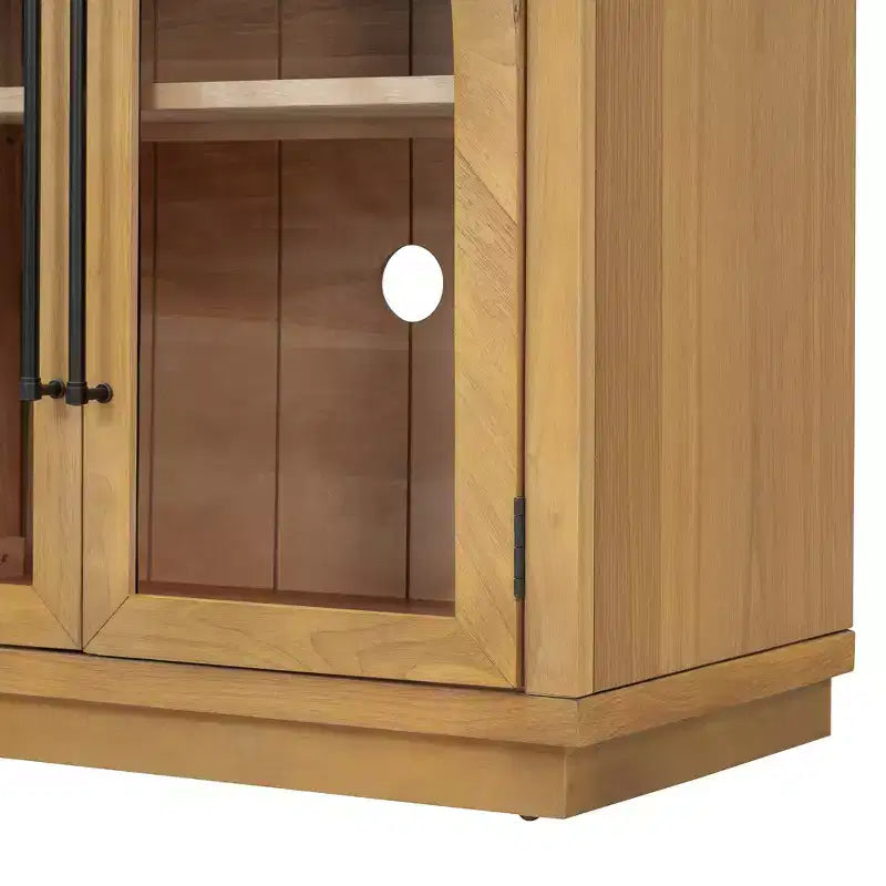 Luxystar Madia a 4 Ante con Ampio Contenitore, Ante in Vetro e Ripiani Regolabili per Sala da Pranzo e Soggiorno, Legno Naturale