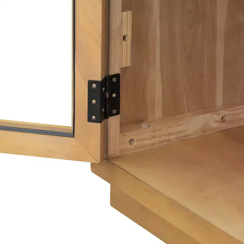 Luxystar Madia a 4 Ante con Ampio Contenitore, Ante in Vetro e Ripiani Regolabili per Sala da Pranzo e Soggiorno, Legno Naturale