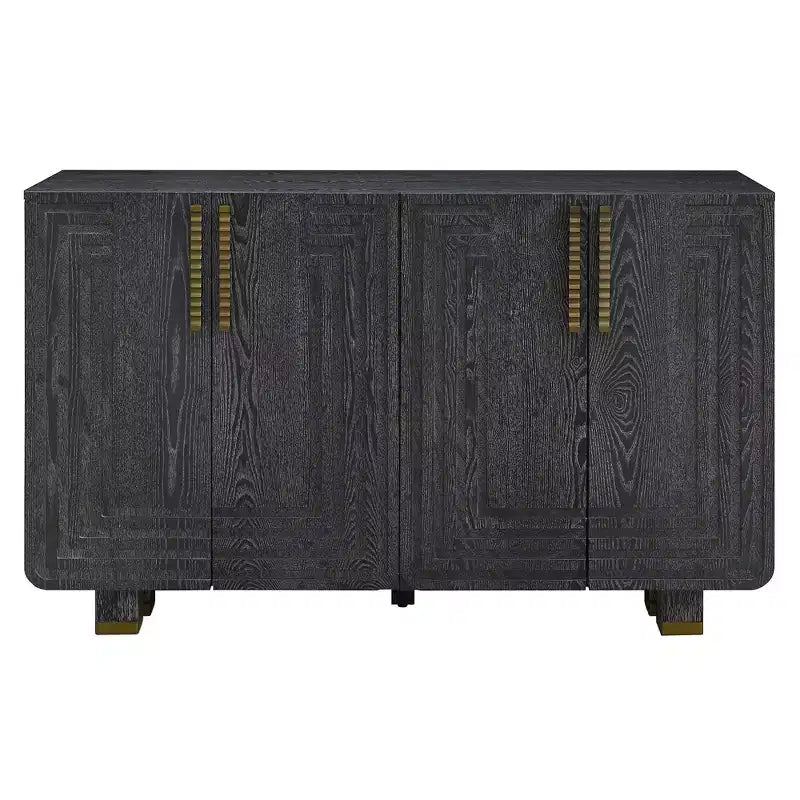 Luxystar 54 Armadio credenza vintage a 4 ante con contenitore e ripiani regolabili per sala da pranzo e soggiorno, Nero