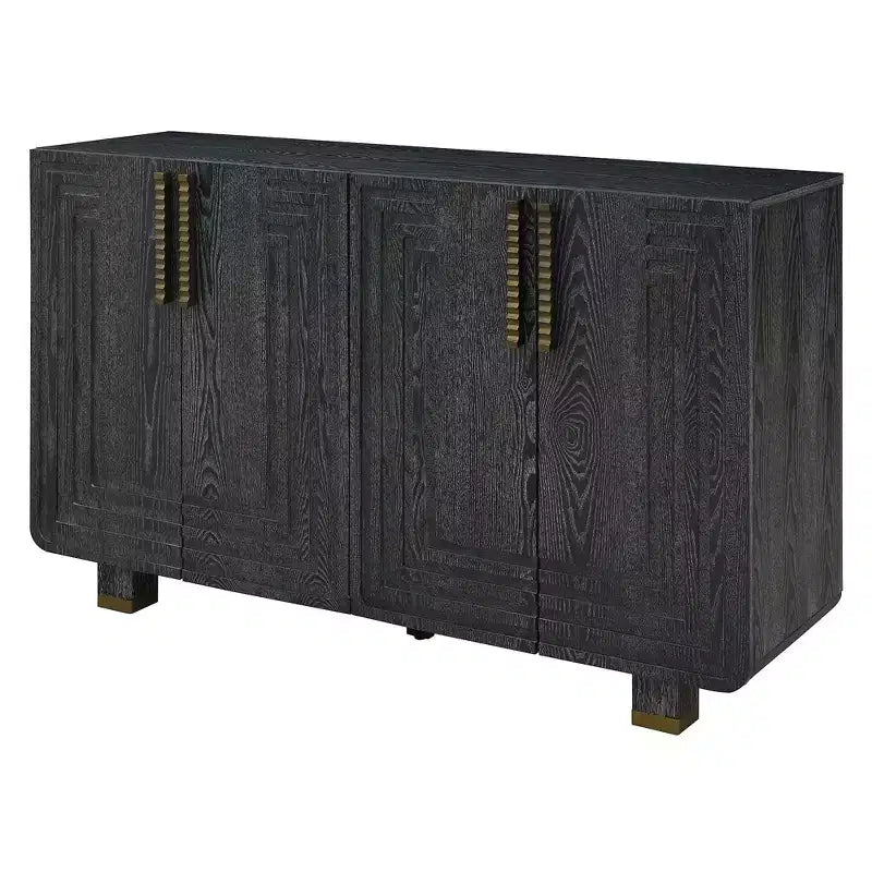 Luxystar 54 Armadio credenza vintage a 4 ante con contenitore e ripiani regolabili per sala da pranzo e soggiorno, Nero