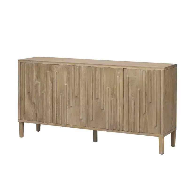 Credenza a buffet senza maniglie Luxystar 59.8 con ripiani, naturale