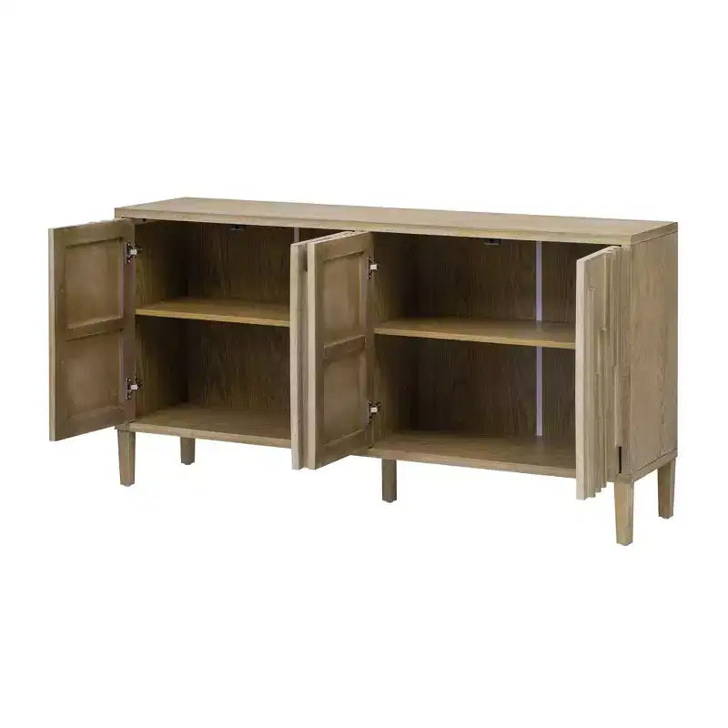 Credenza a buffet senza maniglie Luxystar 59.8 con ripiani, naturale