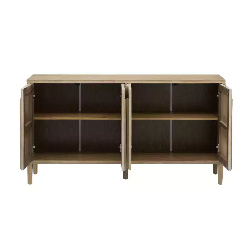 Credenza a buffet senza maniglie Luxystar 59.8 con ripiani, naturale