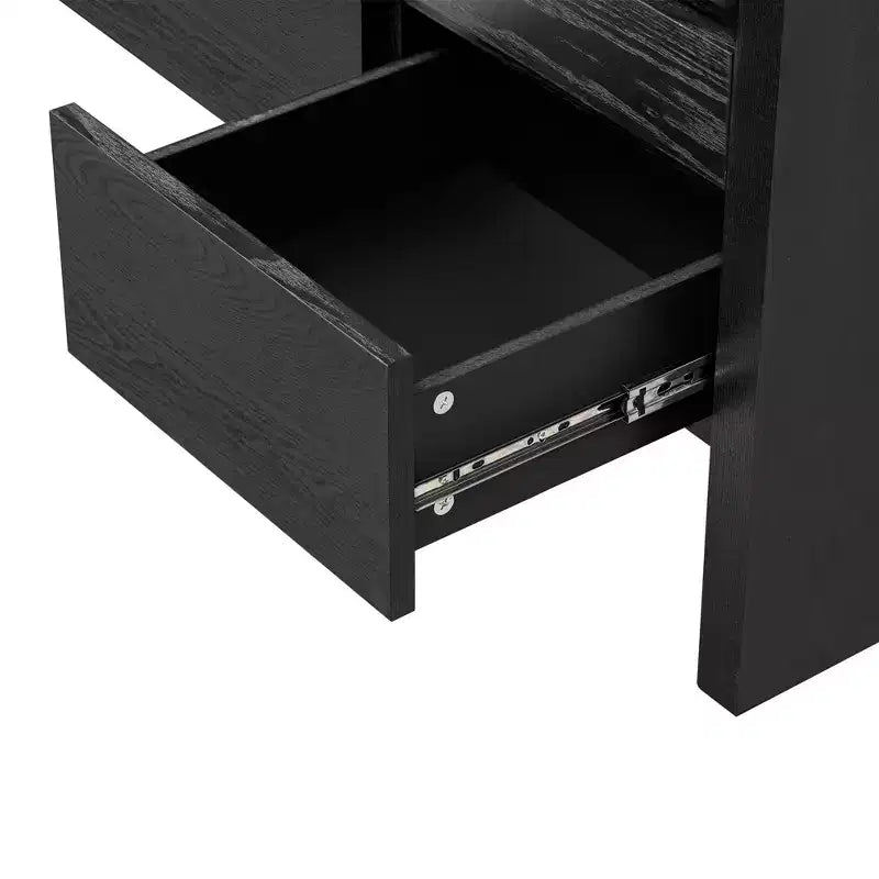 Credenza moderna Luxystar 60 con ripiano aperto e cassetti, nera