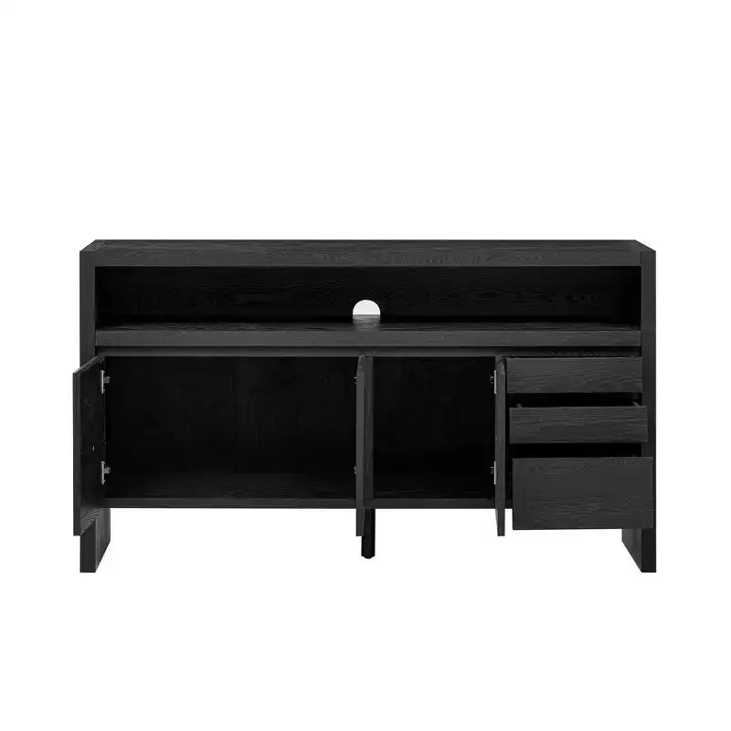 Credenza moderna Luxystar 60 con ripiano aperto e cassetti, nera