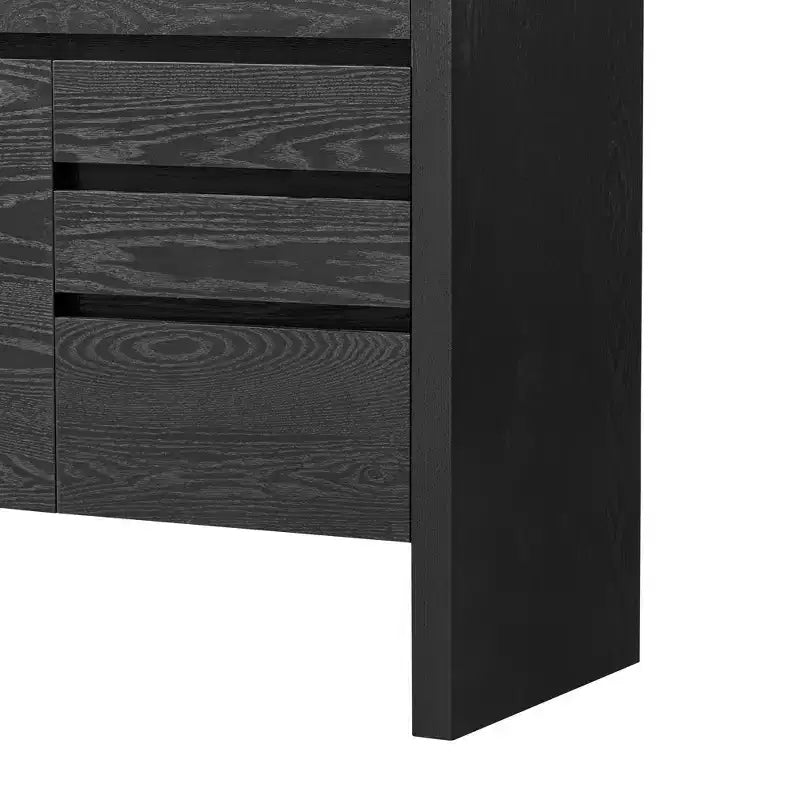 Credenza moderna Luxystar 60 con ripiano aperto e cassetti, nera