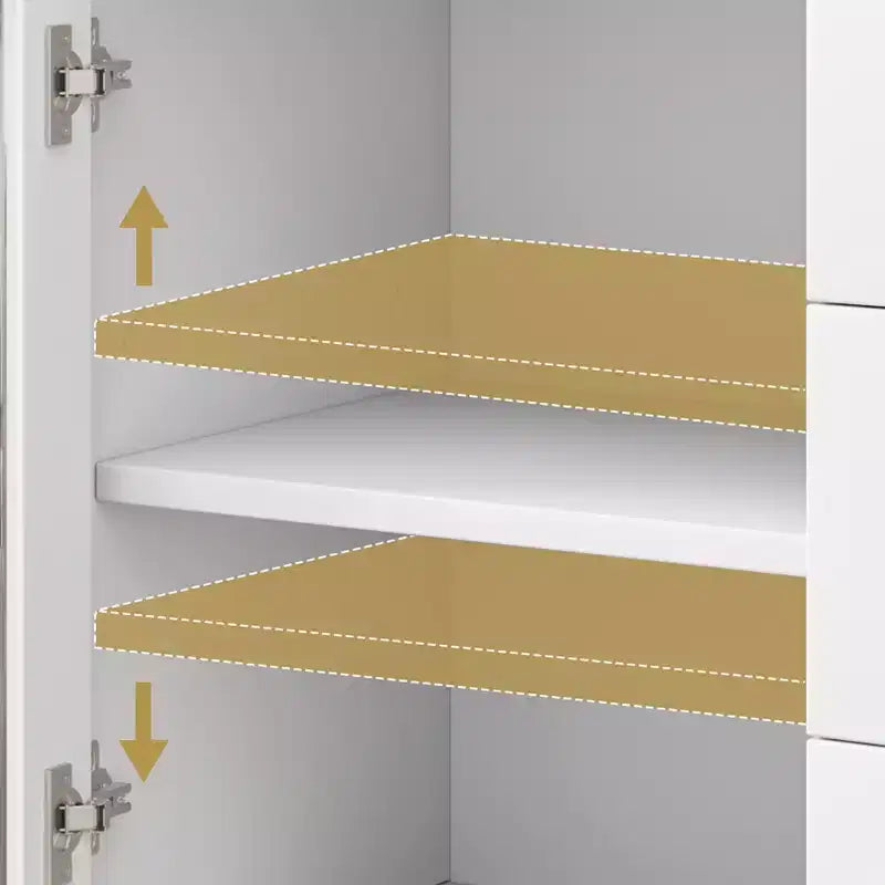 COZONY 56 Credenza Buffet con 2 Ante in Vetro Scanalato, 3 Grandi Cassetti, Mobile Bar Moderno per Cucina Sala da Pranzo Soggiorno