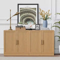 PexFix 62 W x 31 H Sideboard Buffet Cabinet Farmhouse Kitchen Pantry Cabinet with Adjustable Shelves for Kitchen Dining Room Living Room Natural