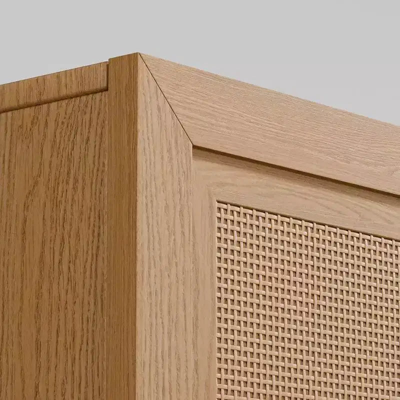 PexFix 62 L x 31 H Credenza Moderna con 4 Ante, Pannello in Rattan, Mobile Contenitore Consolle per Corridoio, Ingresso, Sala da Pranzo, Naturale