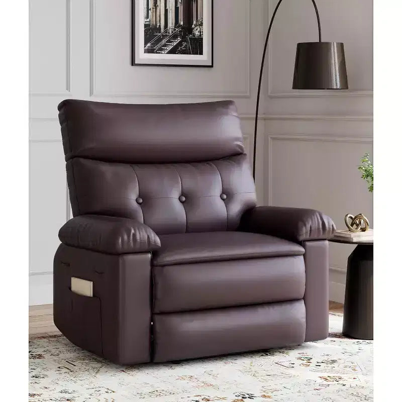 Fauteuil inclinable surdimensionné en cuir PU, inclinable manuel avec rembourrage épais et siège large, pour salon ou chambre à coucher, extra large de 56 cm