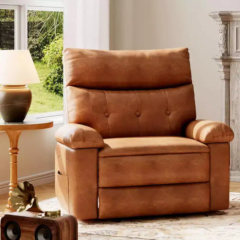 Fauteuil inclinable surdimensionné en cuir PU, inclinable manuel avec rembourrage épais et siège large, pour salon ou chambre à coucher, extra large de 56 cm