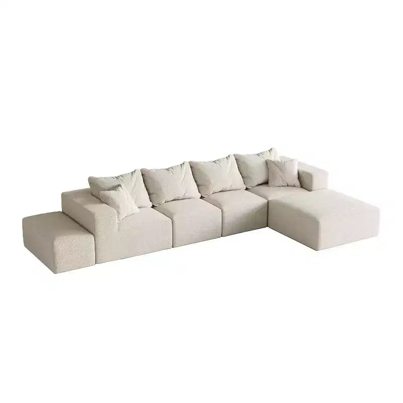 Divano sezionale modulare a L da 335 cm con rivestimento in ciniglia, set da 6 pezzi con cuscini profondi e cuscini decorativi per soggiorno e camera da letto