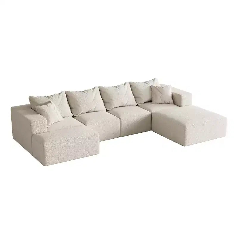 Divano sezionale modulare a L da 335 cm con rivestimento in ciniglia, set da 6 pezzi con cuscini profondi e cuscini decorativi per soggiorno e camera da letto