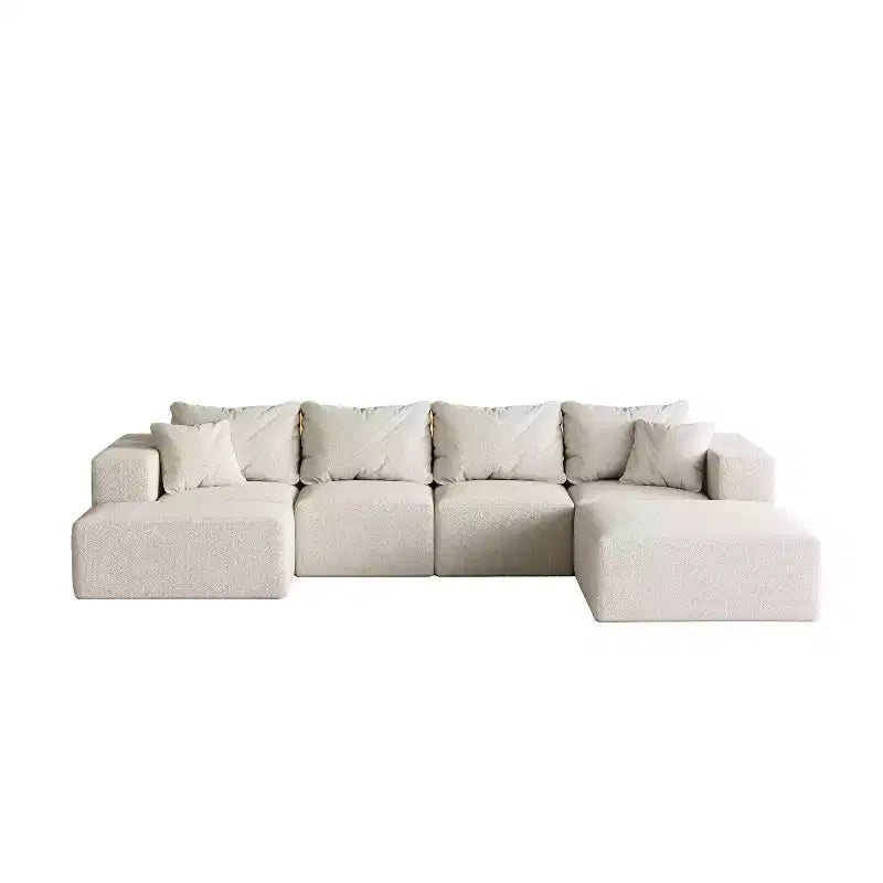 Divano sezionale modulare a L da 335 cm con rivestimento in ciniglia, set da 6 pezzi con cuscini profondi e cuscini decorativi per soggiorno e camera da letto