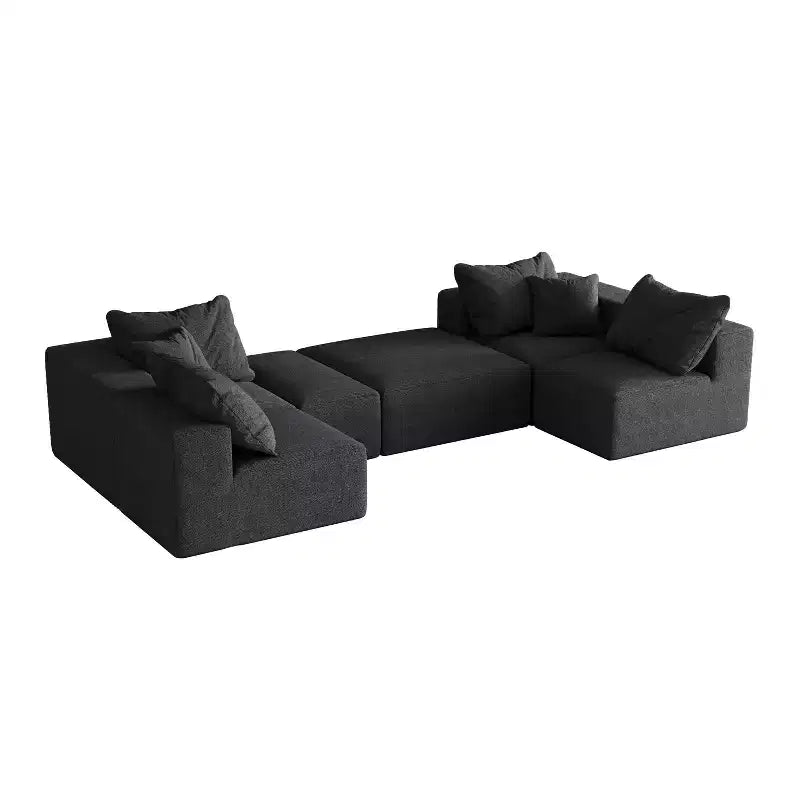 Divano sezionale modulare a L da 335 cm con rivestimento in ciniglia, set da 6 pezzi con cuscini profondi e cuscini decorativi per soggiorno e camera da letto