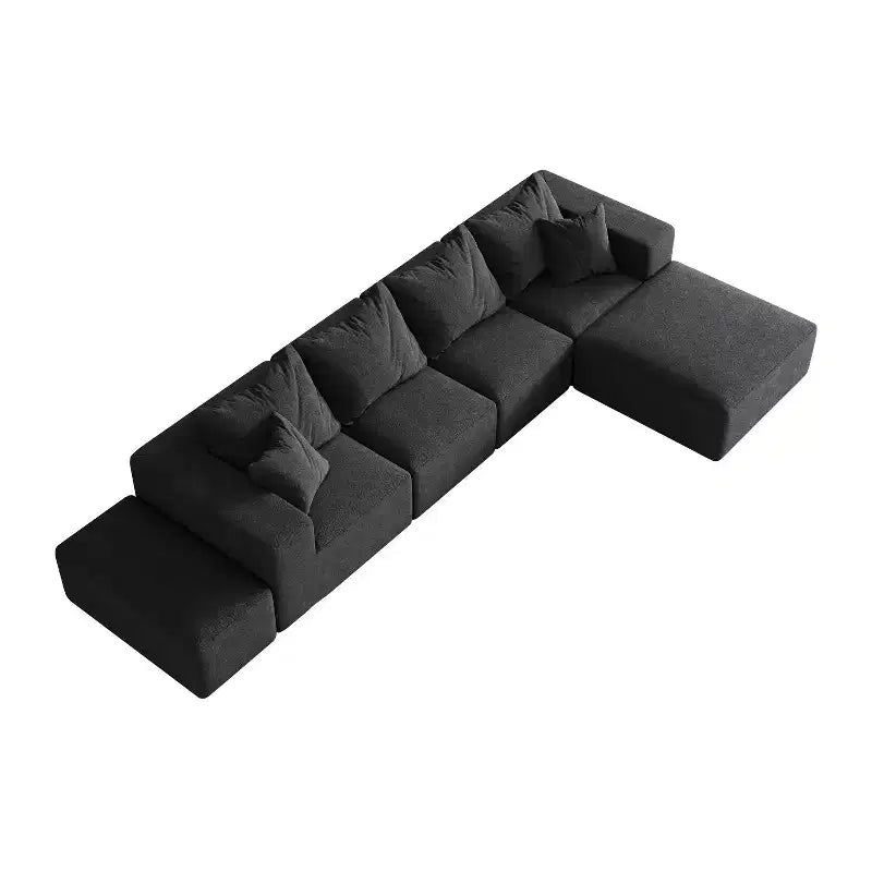 Divano sezionale modulare a L da 335 cm con rivestimento in ciniglia, set da 6 pezzi con cuscini profondi e cuscini decorativi per soggiorno e camera da letto